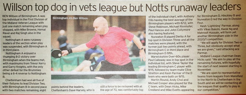 Willson top dog in vets league but Notts runaway leaders